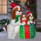 GEMMY - Scène de famille de chiens gonflable de Noël - 168 cm-Comprend des piquets et des attaches