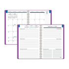 Mead - Agenda Upper Class scolaire hebdomadaire/mensuel pour étudiants 2026-2027 - 8 ½ po x 6 po - couverture violette - bilingue-Reliure à double spirale résistante aux accrocs et qui repose à plat pour une utilisation facile