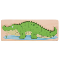 Bigjigs Toys - Puzzle numérique sur les crocodiles-Faites correspondre le nombre à la quantité de points sur la plinthe !
