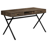 Monarch Specialties - 7447 Bureau 48 po L - Faux Bois Brun/Metal Noir-Bureau compact et parfait pour tous les ordinateurs portables ou tablettes; surface facile à entretenir dotée d'un fini sur tous les côtés