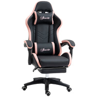 Vinsetto - Chaise de gaming avec repose-pieds et roulettes pivotantes - noir-Dossier inclinable à 135°