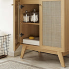 Modway - Soma 30" Armoire de toilette de salle de bain (lavabo non inclus) - Chêne-Portes en rotin tissé