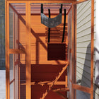 PawHut - Enclos extérieur pour chats 76 po Catio pour 2-3 chats d’intérieur, orange-Toit en asphalte imperméable et bois de sapin résistant aux intempéries avec revêtement protecteur 