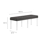 Modway - Loft Touffe Cuir végane Banc - Gris argenté-Rembourrage en cuir végane