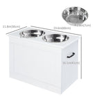 PawHut - Gamelles surélevées pour chien, distributeur de nourriture pour grands chiens avec rangement - blanc-Avec la fonction de rangement, vous pouvez y mettre des accessoires pour animaux 
