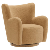Modway - Montrose Ailier Sherpa Chaise pivotante d’accent - Noyer de chameau-Chaise d’accent à dossier d’ailes