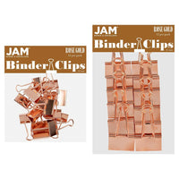 JAM Paper - Assortiment de pinces à baguette colourées - tailles moyenne et grande - pinces or rosé - 27 pinces/paquet-Couleur : Or Rosé | Fabriquées en acier trempé pour une prise ultra solide