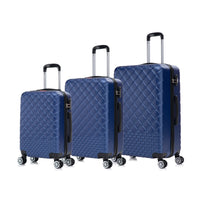 Swiss Traveller - Paddrix Hardshell 3 pièces ensemble de bagages, jantes tournantes à 360 degrés - Bleu saphir-Ensemble de bagages complet en 3 pièces : Chacun contient un ensemble complet avec bagage cabine de 20 », un bagage moyen de 24 » et un bagage grand de 28 », prêts pour tous les types de voyage.