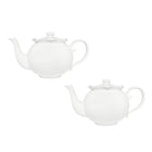 Casa Domani - Théière Florence Blanche 1L - Paquet de 2-En porcelaine avec un motif délicat en relief sur un profil festonné.