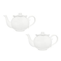 Casa Domani - Théière Florence Blanche 1L - Paquet de 2-En porcelaine avec un motif délicat en relief sur un profil festonné.