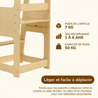 MotionGrey - Tour d’apprentissage Blessy pour tout-petits - Tour d’observation réglable pour cuisine avec barre de sécurité - Bois-4