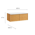 Modway - Kinetic Support mural de 49" Bureau avec armoire et tablette - White Natural-Compartiment de gestion des câbles rabattables