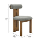 Modway - Torian Tissu Boucle Chaise à manger - Noyer gris clair - Ensemble de 2-Cadre en caoutchouc