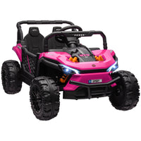 Qaba - Voiture électrique pour enfants 12V avec télécommande, suspension à ressorts - rose-UTV pour enfants 12V équipé de deux moteurs, offrant 50 min de plaisir continu 