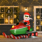 HOMCOM - Décoration gonflable de Noël Père Noël sur motoneige lumière décor intérieur extérieur - Rouge-Gonflez automatiquement après la mise sous tension pour une configuration facile 