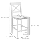 HOMCOM - Tabourets de bar hauteur comptoir avec dossier et repose-pieds - blanc - paquet de 2-Structure en bois massif, stable et fiable à l’utilisation 
