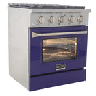 Kucht - 30 po Série KNG Cuisinière Pro Style au gaz propane - Acier inoxydable/Bleu-Manettes de commande en métal de haute qualité