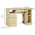 HOMCOM - Bureau d'ordinateur avec tiroirs - 49,25 po L x 23,5 po l x 29,25 po H - naturel-L’étagère réglable permet d’accueillir le support CPU