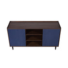 Manhattan Comfort - Buffet Duane 150 cm style mid-century moderne - marron foncé et bleu marine-Garantie limitée du fabricant de 30 jours