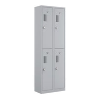 Ceha - Casier NH Series batterie de 2, 2 niveaux avec aérations avant à trous, gris clair-Aérations avant à trous pour la circulation de l'air