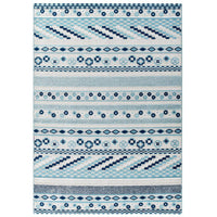 Modway - Reflect Cadhla Treillis Géométrique Abstrait Vintage Tapis intérieur et extérieur de 5 pi l x 8 pi L - Ivoire et bleu-Tapis à treillis géométrique abstrait