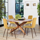 FurnitureR - Chaise de salle manger jaune, ensemble de 4, SCARGILL GREY-9