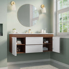 Modway - Render Fixation murale de 48" Vanette de salle de bain - Blanc Noyer Blanc-Tiroirs à extension complète