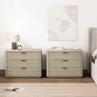 Manhattan Comfort - Ensemble de 2 tables de chevet modernes Evelyn 32" à 3 tiroirs - Naturel-Comprend 3 tiroirs à extension totale