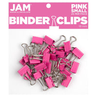 JAM Paper - Pinces à reliure colourées - petites - 19 mm (3/4 po) - pinces à reliure roses - paquet de 25-Couleur : Rose | Fabriqué en acier trempé pour une tenue extra forte
