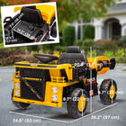 Qaba - Voiture électrique pour enfants 12V, véhicule de chantier avec benne basculante électrique - jaune-Convient aux surfaces en herbe, asphalte, brique ou ciment 