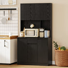 HOMCOM - Armoire 71 po avec station de charge - noir-Le large plan de travail offre de la place pour la préparation des repas ou l’exposition d’objets 