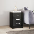 HOMCOM - Table de nuit moderne avec 3 tiroirs à finition brillante pour chambre - noir - lot de 2-3 tiroirs coulissants offrent un espace ample et indépendant pour vos objets