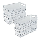 Azar - Petit bac de rangement étroit empilable pour garde-manger - 4,37 po x 12,87 po x 4,5 po - Transparent - Paquet de 4-Ensemble de 4 bacs empilables