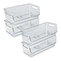 Azar - Petit bac de rangement étroit empilable pour garde-manger - 4,37 po x 12,87 po x 4,5 po - Transparent - Paquet de 4-Ensemble de 4 bacs empilables