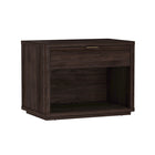 Manhattan Comfort - Table de nuit moderne Evelyn 32" à 1 tiroir - Marron-Poignées de tiroir horizontales et épurées pour un aspect propre et dégagé