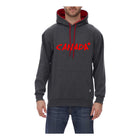 Cool Canuck - sweatshirt à capuche gris avec broderie rouge Canada, taille XL-Col, poignets et ceinture en côtes 2 x 1, coutures à double aiguille