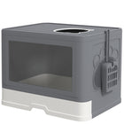 PawHut - Boîte à litière pour chat, entrée frontale et plateau à sortie par le dessus - gris-Entrée frontale pratique et sortie par le haut pour un accès facile 
