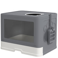 PawHut - Boîte à litière pour chat, entrée frontale et plateau à sortie par le dessus - gris-Entrée frontale pratique et sortie par le haut pour un accès facile 