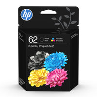 HP 62 Ens. 2 cartouches d'encre noire et tricolore d'origine (N9H64FN)-Couleurs: Noir, tricolore