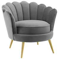 Modway - Admire Bord festonné Performance Velvet Fauteuil d’accent - Gris-Rembourrage en velours polyester Performance