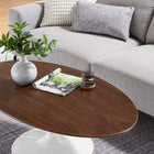 Modway - Lippa Ovale de 48 po Bois Table basse - Noyer-Tampon feutre non marquant