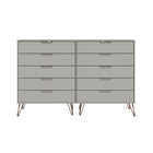 Manhattan Comfort - Rockefeller ensemble de commodes de chambre à coucher style milieu du siècle moderne - blanc cassé - ensemble de 3-19,02 po L x 69,72 po l x 44,57 po H