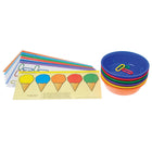 Learning Advantage – Ensemble de manipulations pour apprendre à compter et à trier-Comprend un ensemble de cartes d’activité double face de 6 x 12 po avec 23 activités différentes pour le contenu de l’ensemble, 6 bols de tri, un guide d’activité et huit plateaux de tri à compartiments