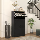 HOMCOM - Armoire à chaussures moderne avec 3 tiroirs rabattables pour 12-18 paires - noir-Étagères réglables à deux niveaux pour accueillir différentes tailles de chaussures 