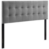 Modway - Lily Biscuit Touffé Performance Velvet Tête de lit Queen, Gris-Luxueuse tête de lit reine moderne