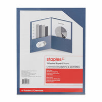Staples - Portfolio à deux pochettes - bleu foncé - paquet de 10-Idéal pour organiser vos projets, présentations ou documents  