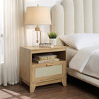 Manhattan Comfort - Table de nuit Sheridan 21,63" style mid-century moderne - Nature-Matériau de canne en PVC de haute qualité avec cadre en MDF finition mélaminée