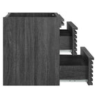 Modway - Render Support mural de 24" Armoire de toilette de salle de bain (lavabo non inclus) - Charbon de bois-Tiroirs à extension complète