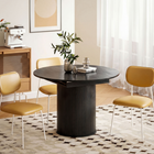 HOMCOM - Table extensible convertible de forme ronde à ovale 43,5 po-59 po pour 6-8 personnes - grain de bois noir-Peut être utilisé comme table à manger, bureau d'ordinateur ou table de conférence 