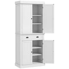 HOMCOM - Armoire de cuisine haute avec tiroir - blanc-Design colonial élégant avec panneaux encastrés et poignées antiques 